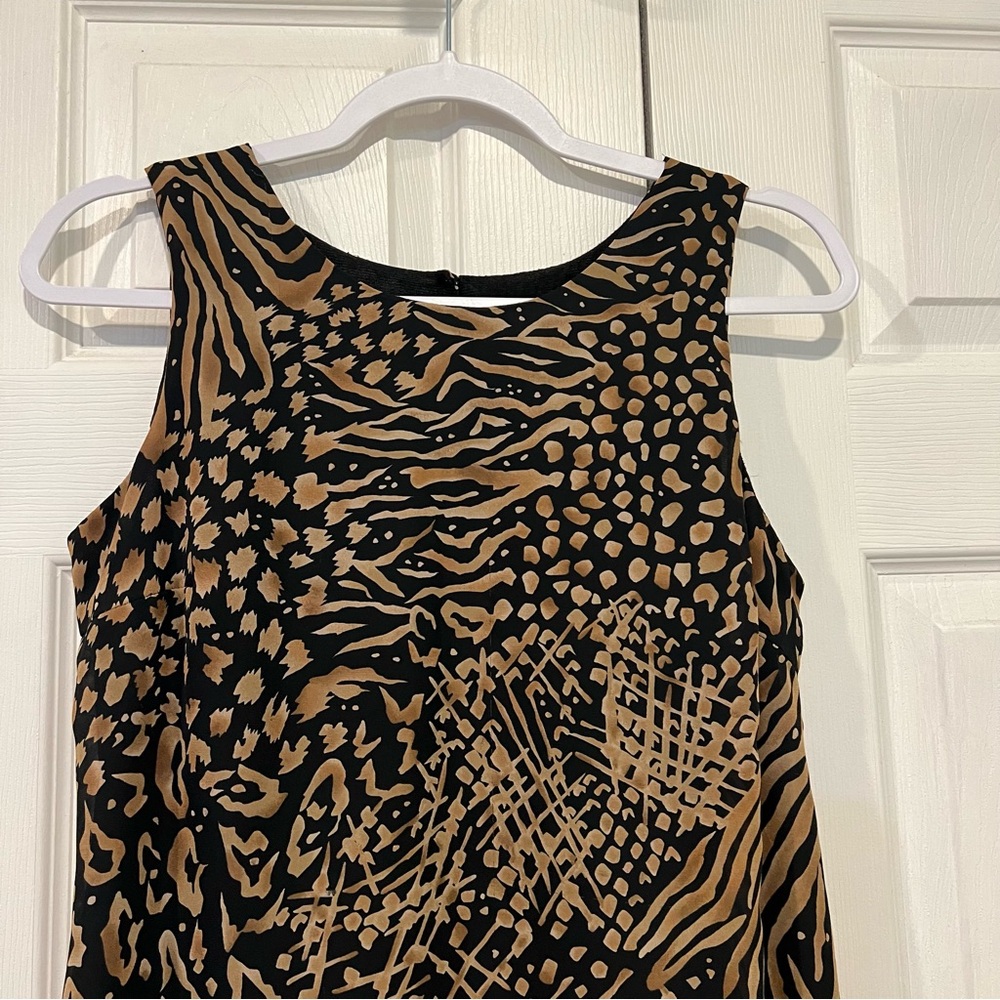 💛 Jaclyn Smith Black and Tan Lined Sleeveless Dress - Size 6 - Picture 2 of 6